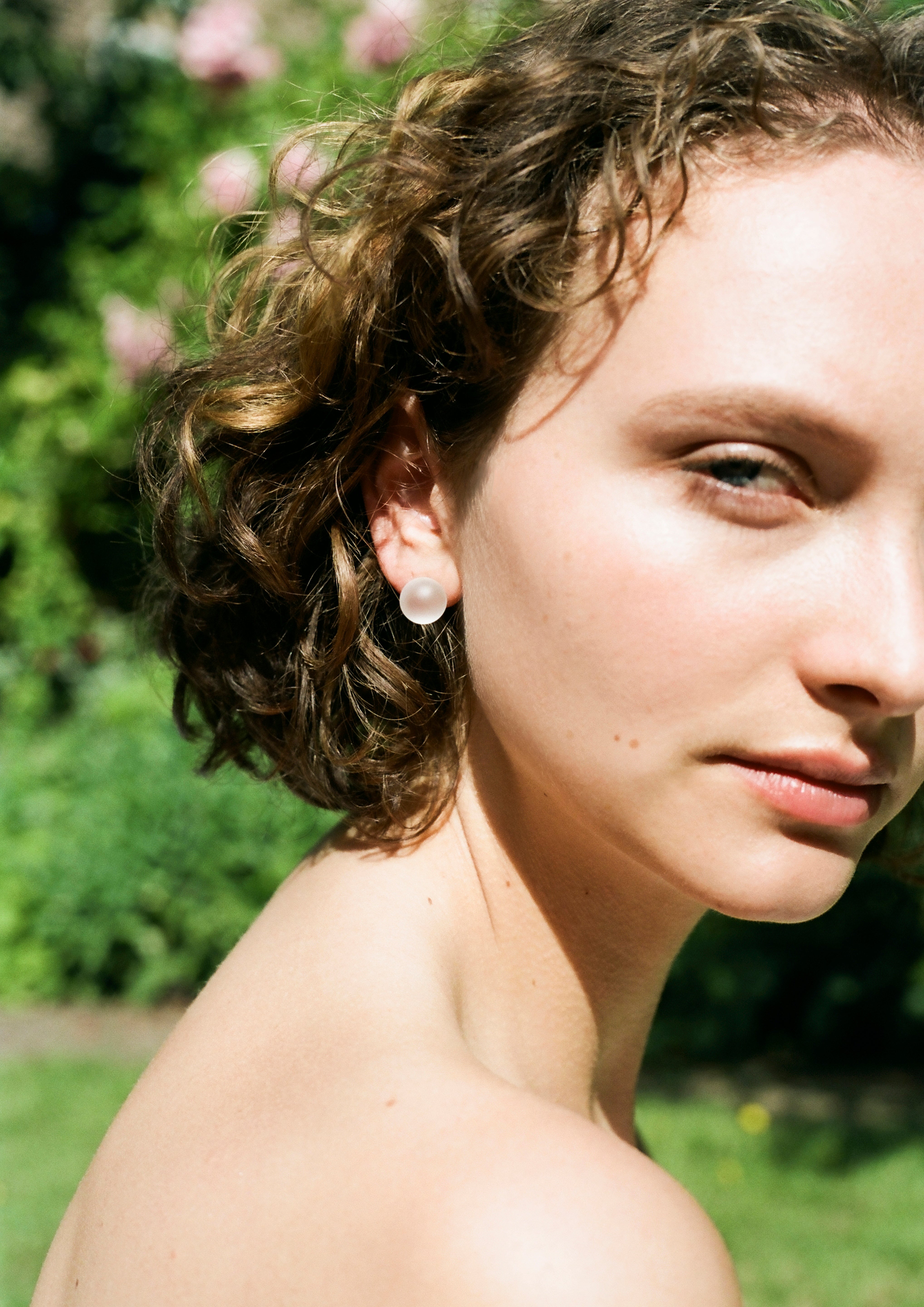 Large Sphere Earrings - Frosted