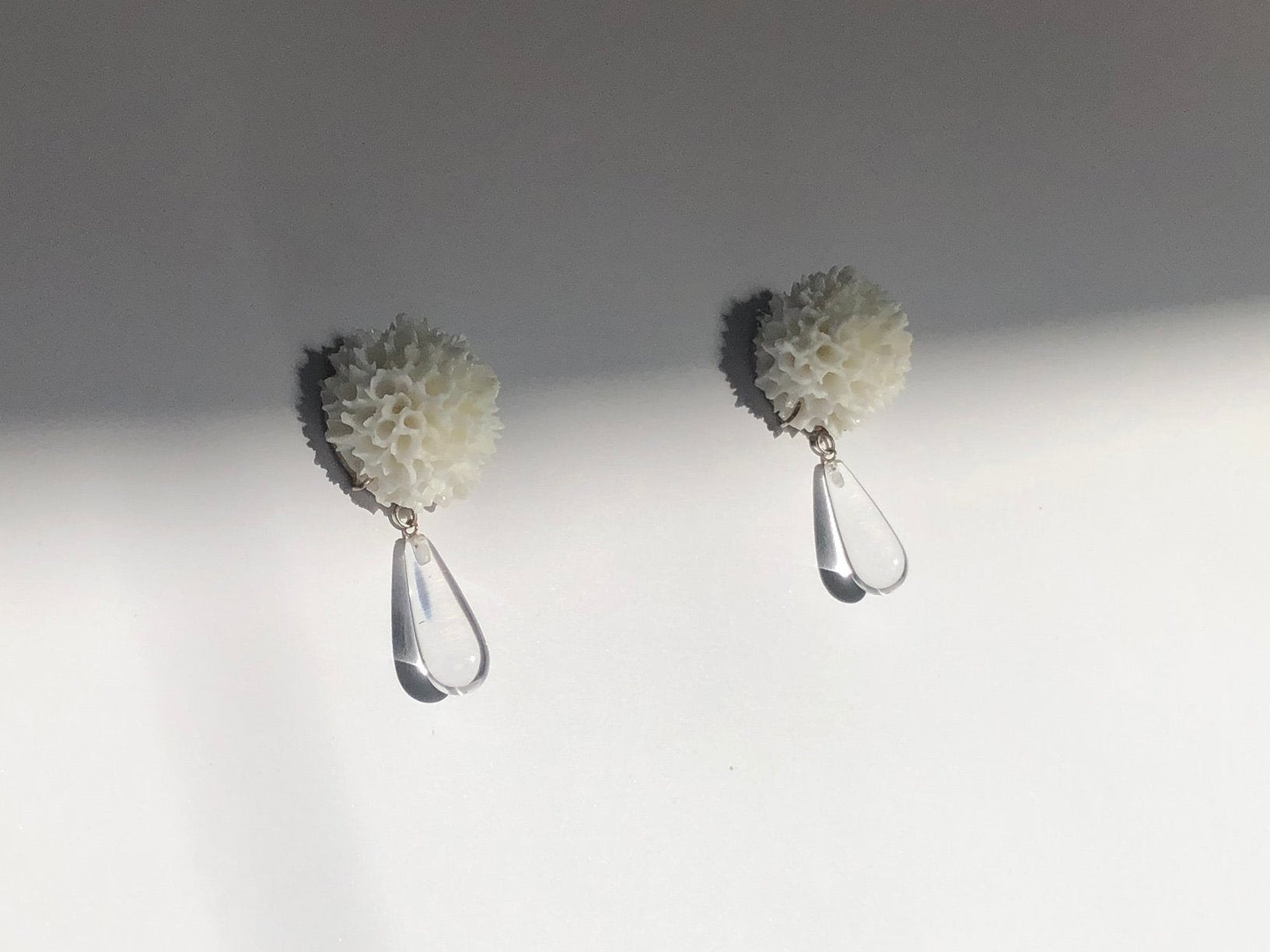 White Crystal Drop Ear Studs